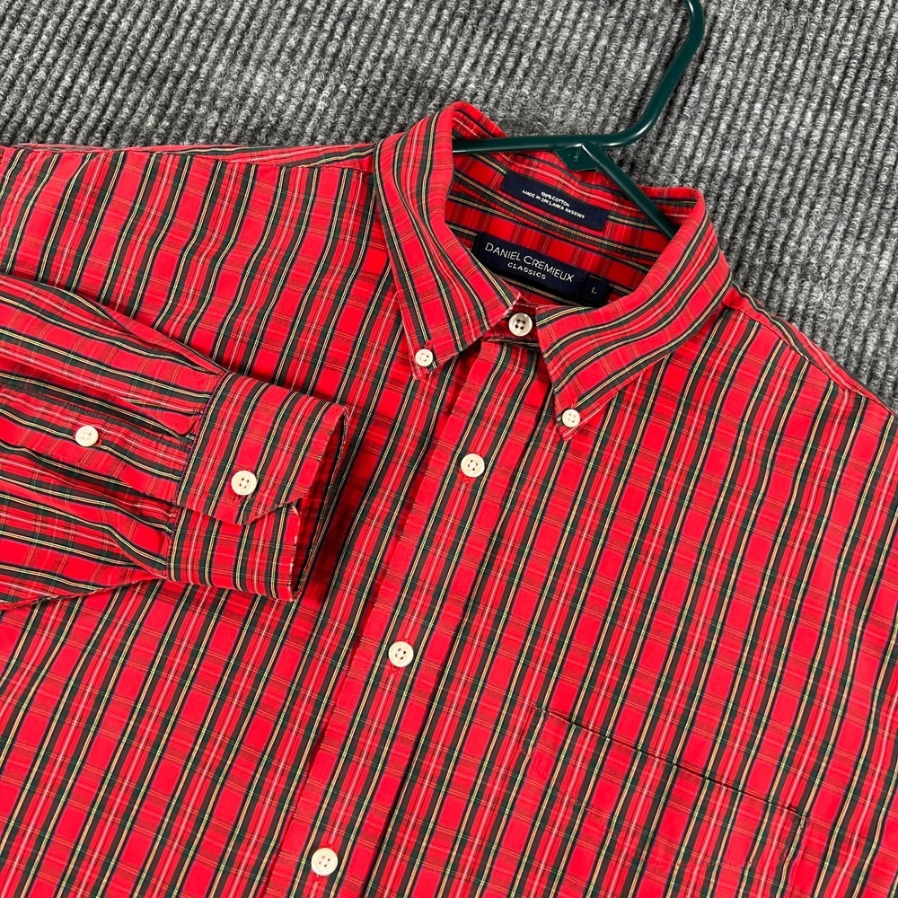 Daniel Cremieux Shirt Mens‎ Large Red Plaid Long Sleeve Button Down Casual